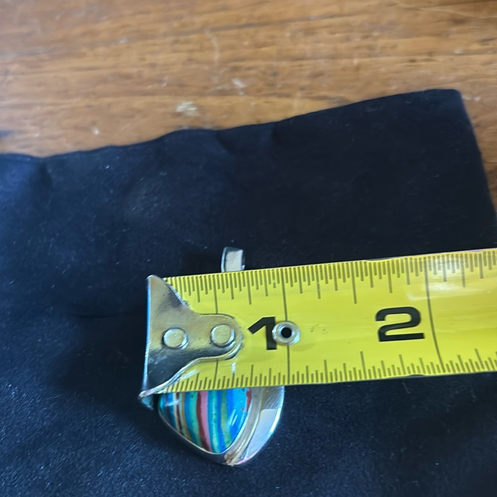 Mine Finds by Jay King sterling rainbow calsilica modern design pendant - Picture 8 of 8